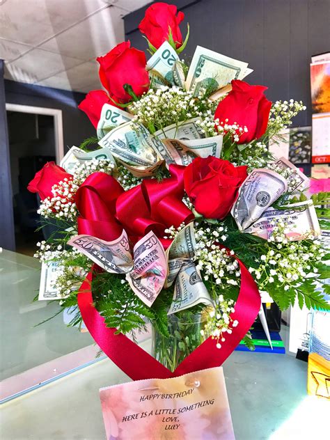 Birthday Money Flower Bouquet 101817 La ️ Flowers Money Roses