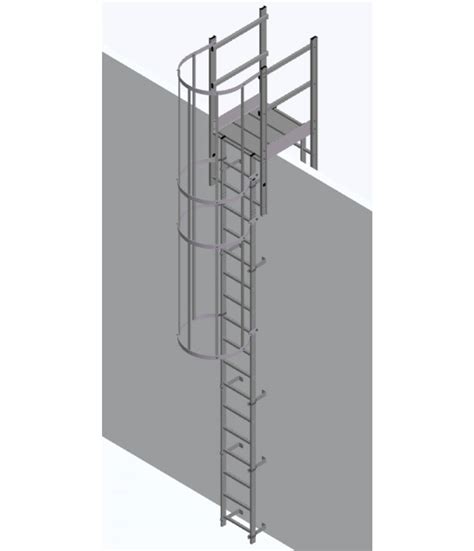 Galvanised Steel Fixed Vertical Access Cat Ladder With Parapet