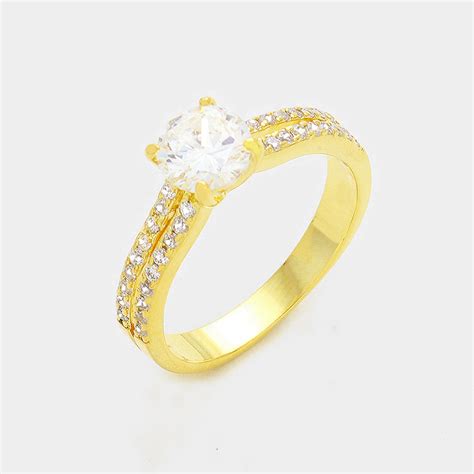 Dresstech Store Gold Ring Single Crystal Size 10