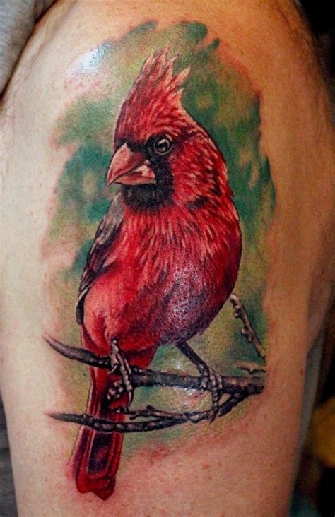 Custom Colorful Cardinal Tattoo By Sean Ambrose At Arrows And Embers