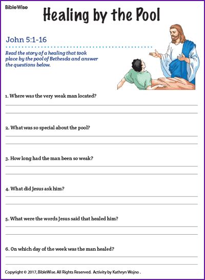 Jesus Healing By The Pool Of Bethesda Older Children Kids Korner