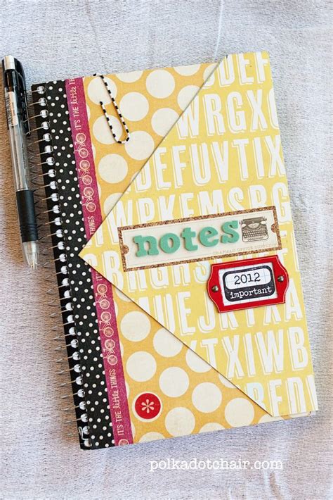Cover An Inexpensive Spiral Notebook With Scrapbook Paper To Make A