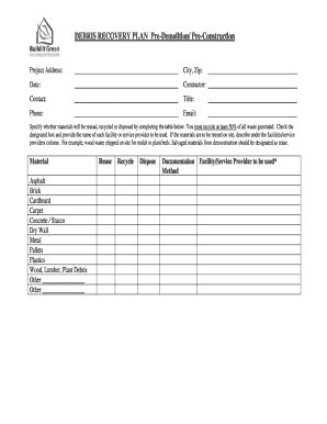 Fillable Online Sccgov Debris Recovery Plan Form Fax Email Print Pdffiller