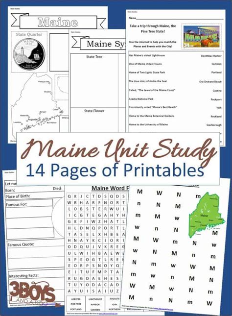 Maine State Fact File Worksheets 3 Boys And A Dog