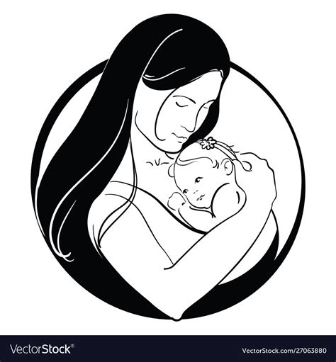 Woman With A Child Logo A Young Mother Royalty Free Vector