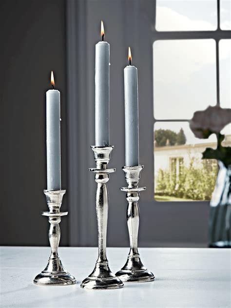 New Three Antiqued Silver Candlesticks Silver Candlesticks