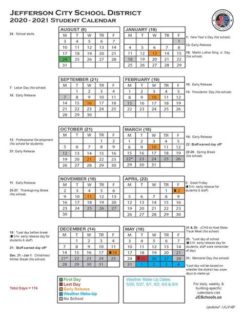Annual District Calendar 2020 2021 Student Calendar