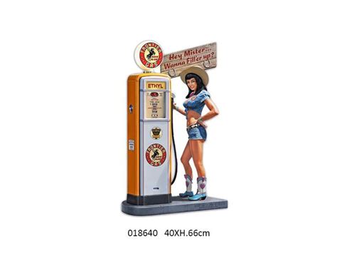 Vintage Metal Sign Pin Up Girl Fill Her Up Gas Station Design Super Audio Malta