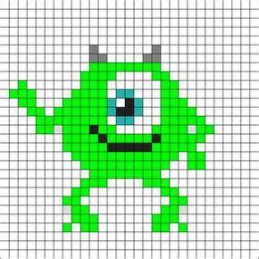 Mike Wazowski Monsters Inc Perler Bead Pattern Perler Bead Art Perler Beads Pixel Art