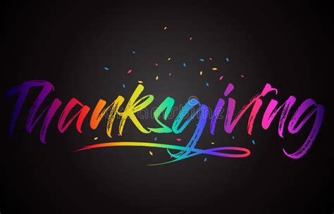 Thanksgiving Word Text With Handwritten Rainbow Vibrant Colors And