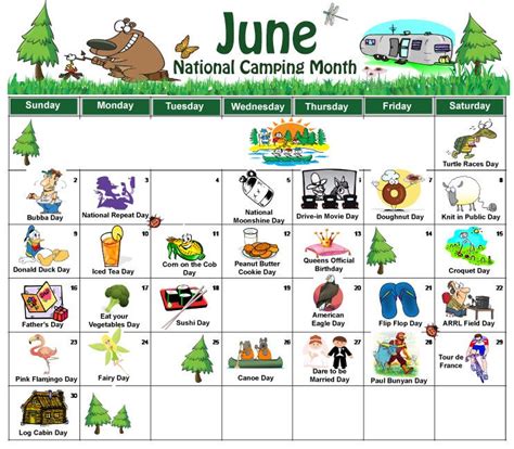 Free Downloadable Holiday Calendar For June Keep Track Of Random