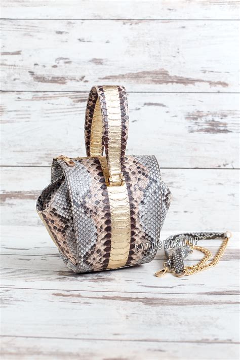 Gold Designer Snakeskin Bag For Women By Pytoshashop Top Handle