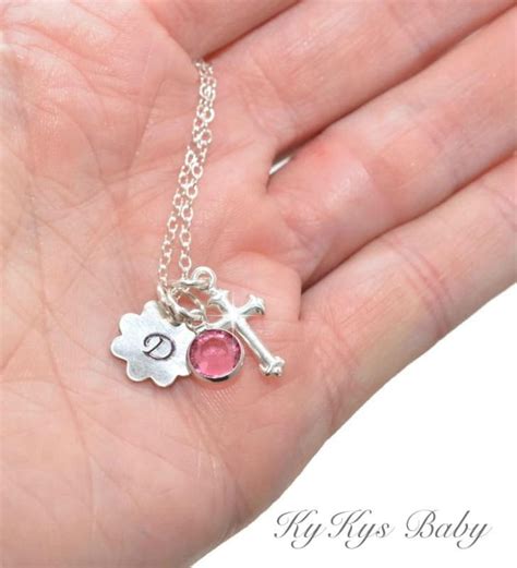 Baptism Necklace Sterling Silver Baby Girl Cross Necklace Etsy