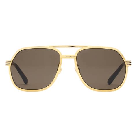 gucci navigator sunglasses yellow gold brown gucci eyewear avvenice