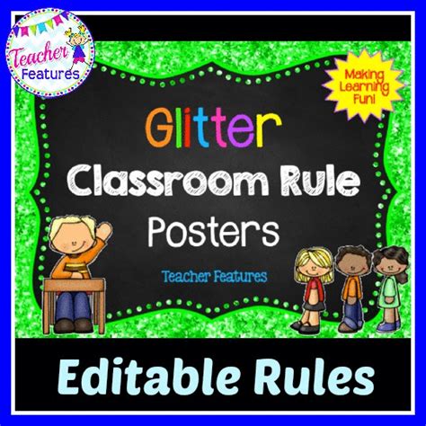 Class Rules Editable Glitter Themed Classroom Rules Classroom Rules