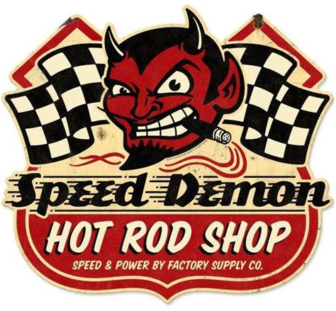 Speed Demon Hot Rod Shop Metal Sign 27 X 24 Inches Retro Tin Signs