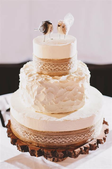 Wedding Cake With Burlap And Lace
