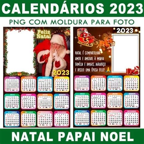 Pack Calendários Papai Noel Natal Calendário 2023 Png Foto R 20 Em