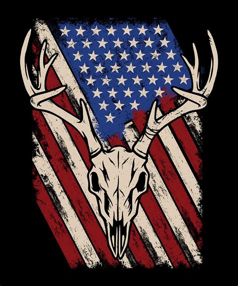 Deer Skull American Flag Digital Art By Steven Zimmer