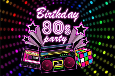 Custom 80s Party Birthday 1980 Theme Star Light Backdrops High Quality