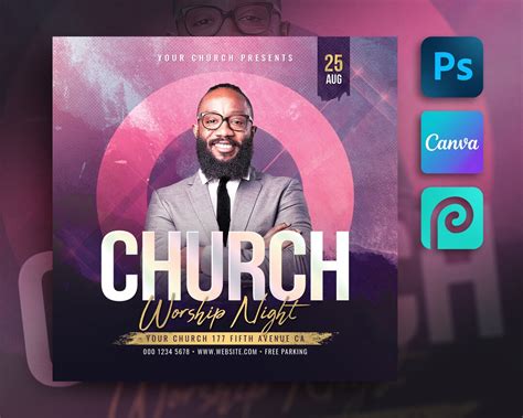 Church Flyer Template For Canva Photoshop Photopea Diy Etsy