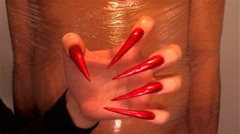 Kinkydomina Long Sharp Fingernails Red Sharp Nails Handjob B 04 Feb