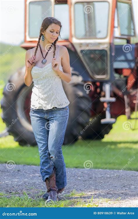 farmers daughter on the farm stock image image of fashion attractive 80918639