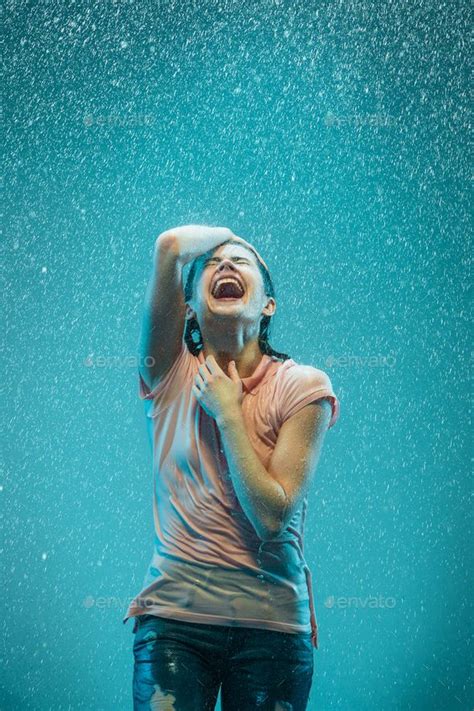 The Portrait Of Young Beautiful Woman In The Rain Rain Photography Rainy Day Photography