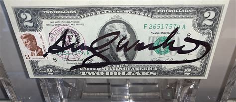 Andy Warhol 2 Billet De Deux Dollars Signé à Lacrylic Noir 1976