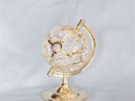 24k Gold Plated Globe Swarovski Crystal Souvenir From Dubai Uae 1 Ebay