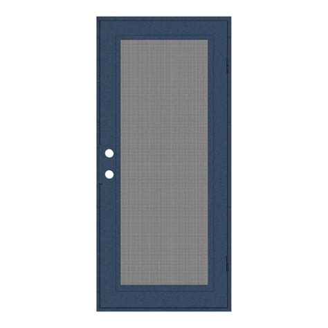 Unique Home Designs 32 In X 80 In Full View Blue Hammertone Left Hand Surface Mount Security