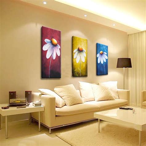 Hand Painted Abstract Oil Painting With Stretched Frame Set Of 3