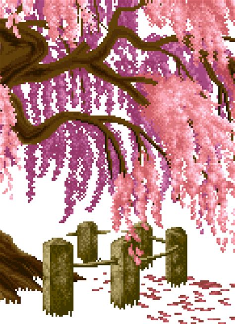 Cherry Blossom Pixel Art  Abyss