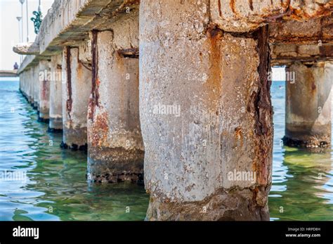 Concrete Dock With Blue Sea Bacground Stock Photo Alamy