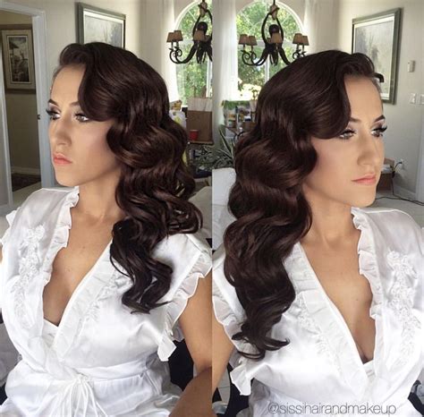 Hair Hollywood Waves With One Side Pinned Back Bridesmaid Hairdo