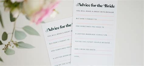 You just need to write a brief, personal message to the bride. Printable "Advice for the Bride" Bridal Shower Cards | KENDALL-JACKSON