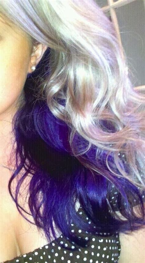 Blonde With Violet Underneath Long Hair Styles Purple Hair