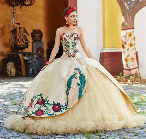 Pin By Rosalina On Champagne Quinceañera Mexican Quinceanera Dresses 15 Dresses Quinceanera