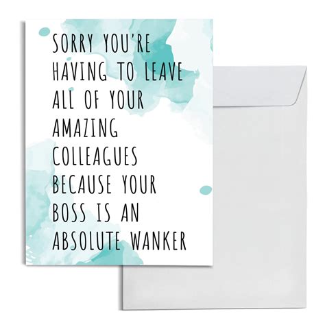 Buy Inkologie Blank Funny Farewell Jumbo Card T With Envelope Boss Is An Absolute Wanker