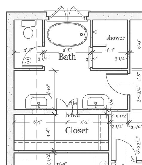 Designed in 8.6×6.6 feet, you can have a shower enclosure, a sink vanity and a toilet here. master bathroom layout plan with bathtub and walk in ...