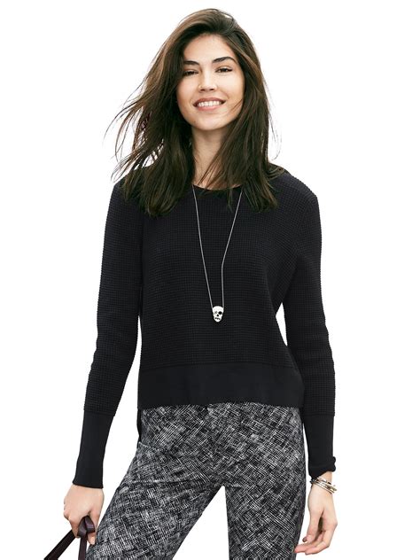 Mixed Media Cropped Pullover Banana Republic