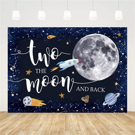 Ticuenicoa 5x3ft Two The Moon 2nd Birthday Backdrop For Boy Outer Space