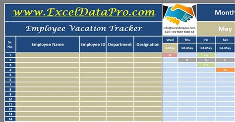 Download Employee Vacation Tracker Excel Template Exceldatapro