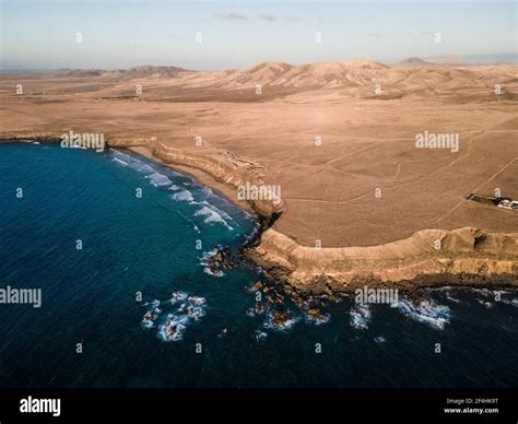 El Aguila Beach Also Known As La Escalera Beach Aerial Drone Shot In Fuerteventura Canary