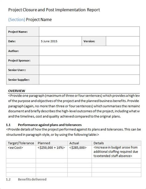 Project Closure Report Template 8 Free Word Documents Download