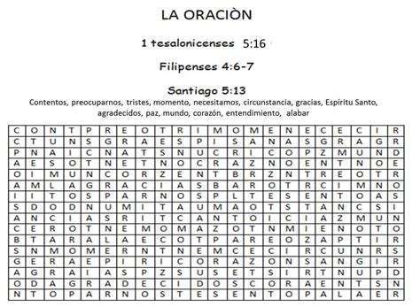 Escuelabiblicaparaniños Sopa De Letras La Oración 1ra Tesalonicenses