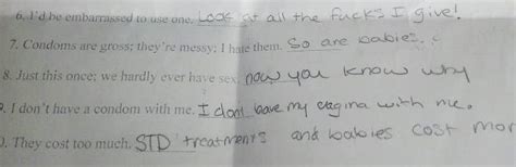 Teen Suspended Sex Ed Quiz Answers Why Use Condoms