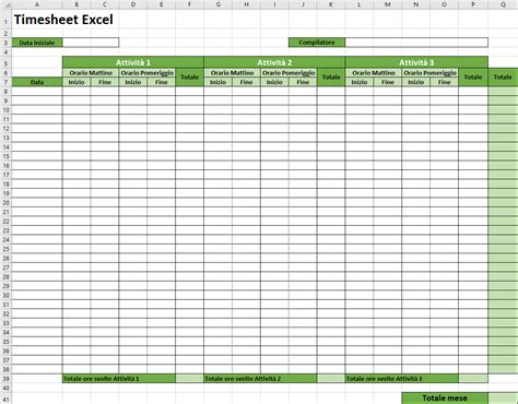 Timesheet Creare Un Modello In Excel Excel Per Tutti