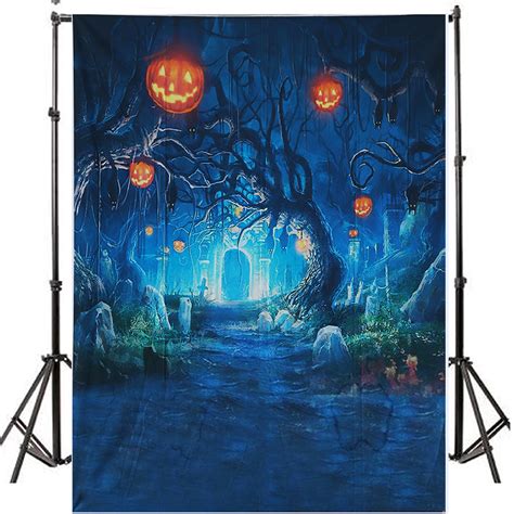 5x7ft Halloween Decor Pumpkin Light Wall Photography Studio Backdrop