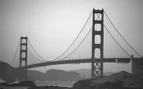 Black And White Wooden House Bridge Golden Gate Bridge San Francisco